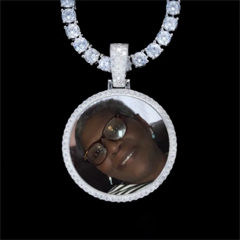 925S & VVS Moissanite 3D Circle Custom Picture Pendant sold by The GUU Shop