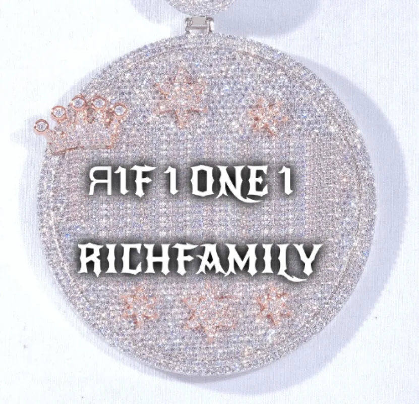 CUSTOM LETTER NECKLACE 3D BIG CROWN DISC sold by The GUU Shop