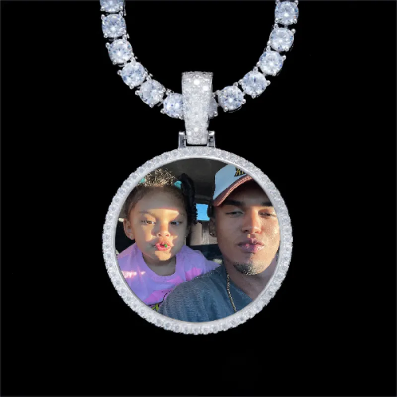 925S & VVS Moissanite 3D Circle Custom Picture Pendant sold by The GUU Shop