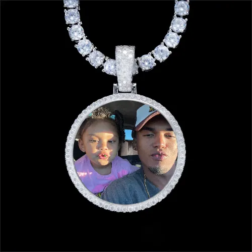925S & VVS Moissanite 3D Circle Custom Picture Pendant sold by The GUU Shop