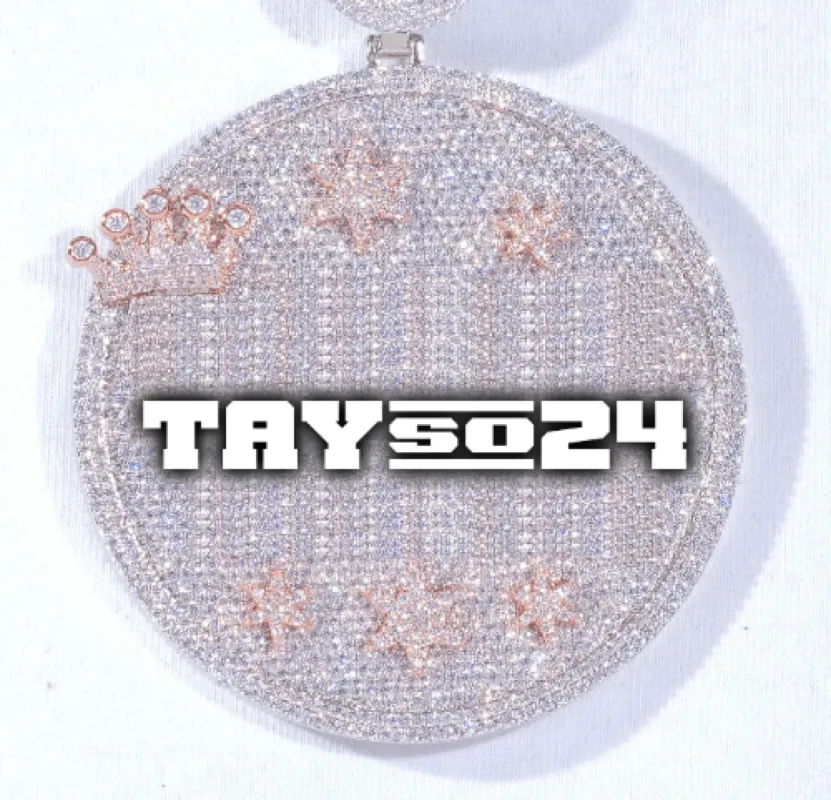 CUSTOM LETTER NECKLACE 3D BIG CROWN DISC sold by The GUU Shop