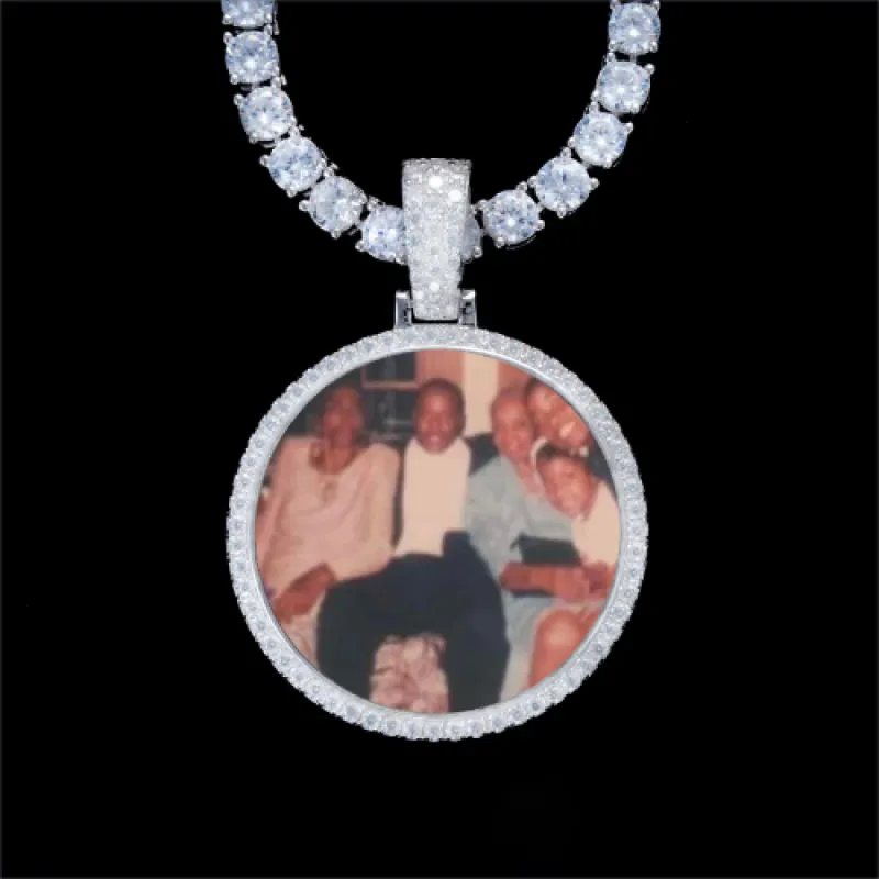925S & VVS Moissanite 3D Circle Custom Picture Pendant sold by The GUU Shop