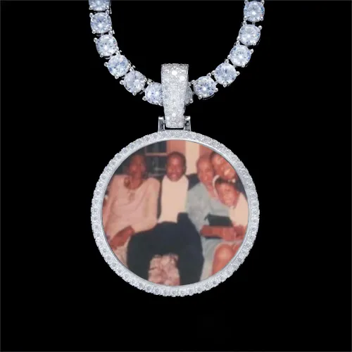 925S & VVS Moissanite 3D Circle Custom Picture Pendant sold by The GUU Shop