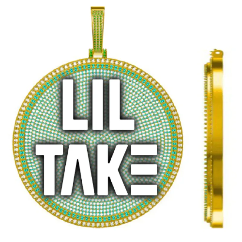 CUSTOM LETTER NECKLACE 3D BIG DISC sold by The GUU Shop