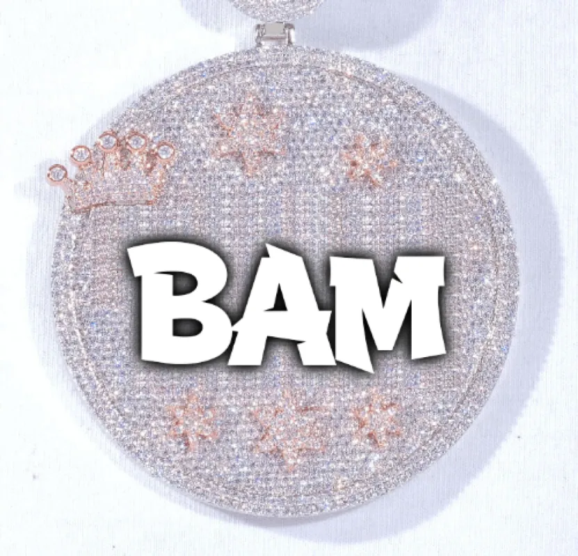 CUSTOM LETTER NECKLACE 3D BIG CROWN DISC made by The GUU Shop