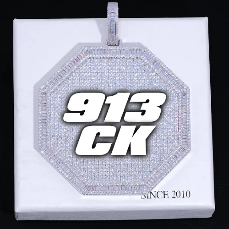 CUSTOM LETTER NECKLACE 3D BIG OCTAGON sold by The GUU Shop