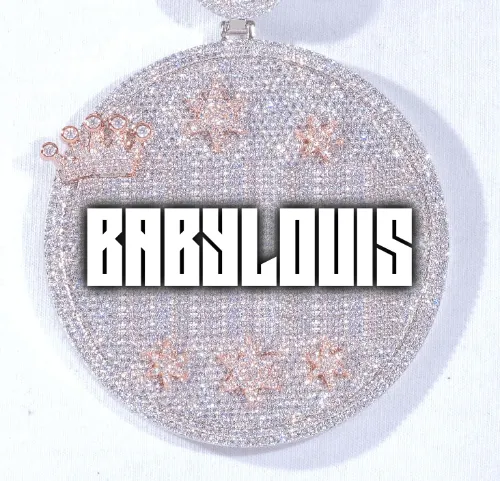 CUSTOM LETTER NECKLACE 3D BIG CROWN DISC sold by The GUU Shop