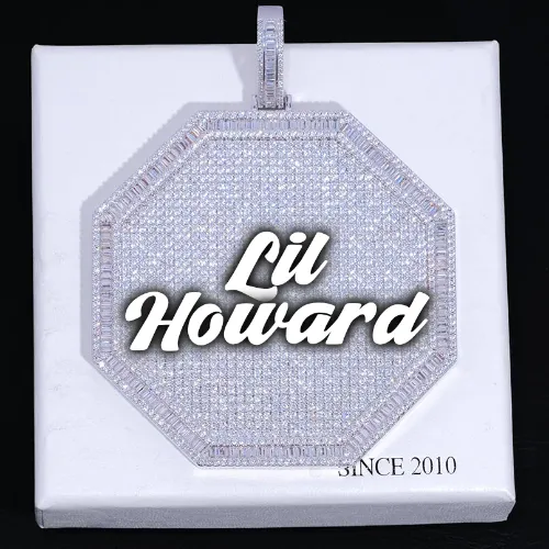 CUSTOM LETTER NECKLACE 3D BIG OCTAGON sold by The GUU Shop