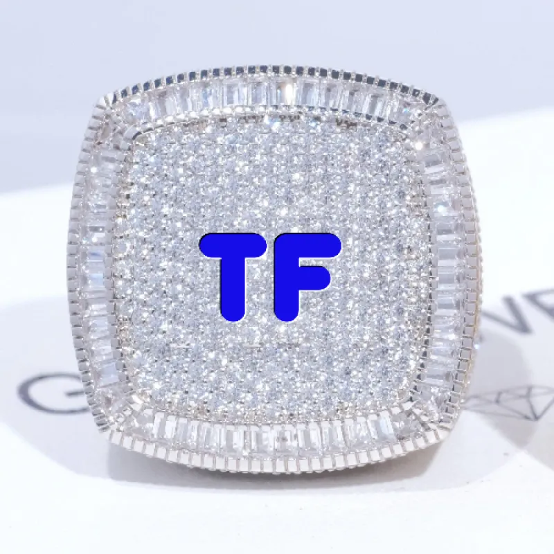 CUSTOM LETTER 3D ICED RING sold by The GUU Shop