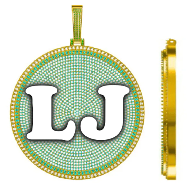 CUSTOM LETTER NECKLACE 3D BIG DISC sold by The GUU Shop