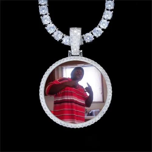 925S & VVS Moissanite 3D Circle Custom Picture Pendant sold by The GUU Shop