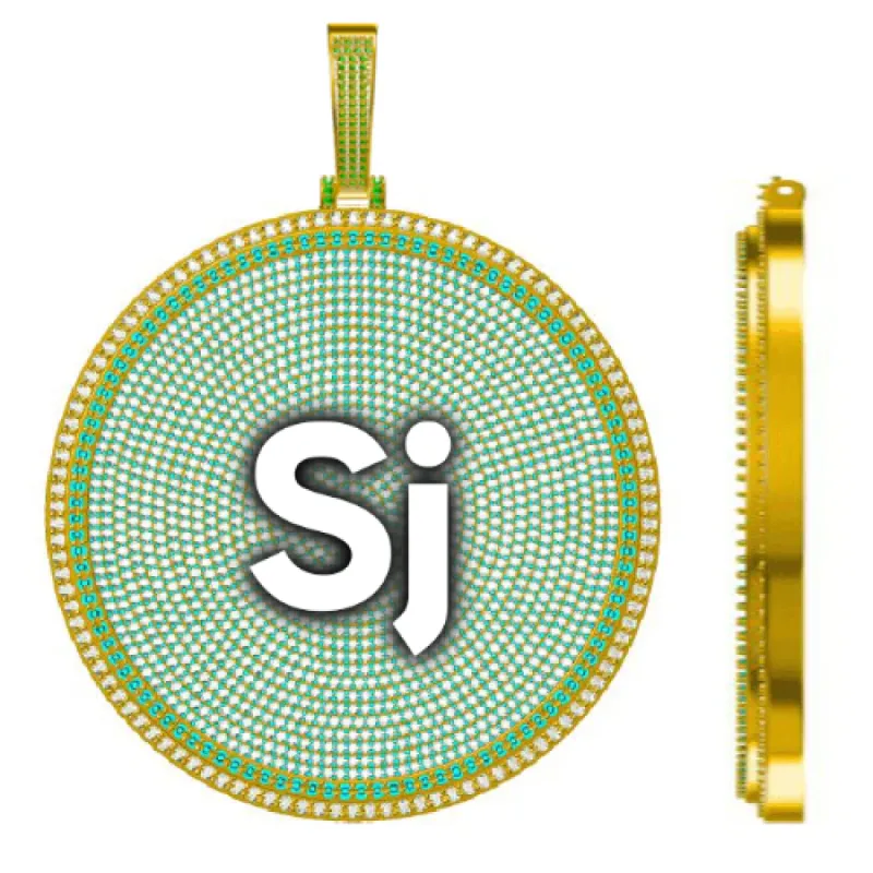 CUSTOM LETTER NECKLACE 3D BIG DISC sold by The GUU Shop