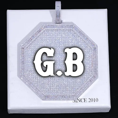 CUSTOM LETTER NECKLACE 3D BIG OCTAGON sold by The GUU Shop