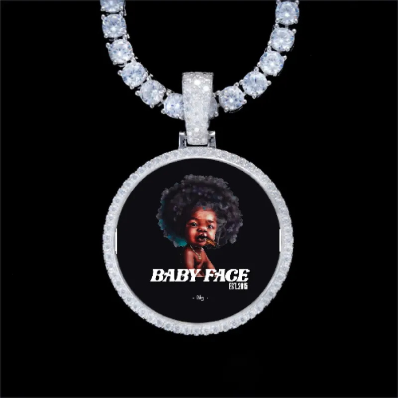 925S & VVS Moissanite 3D Circle Custom Picture Pendant sold by The GUU Shop