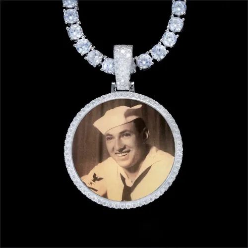 925S & VVS Moissanite 3D Circle Custom Picture Pendant sold by The GUU Shop