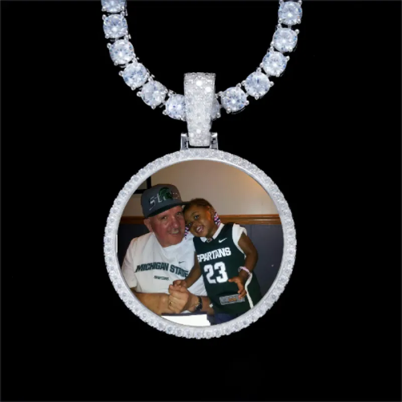 925S & VVS Moissanite 3D Circle Custom Picture Pendant sold by The GUU Shop