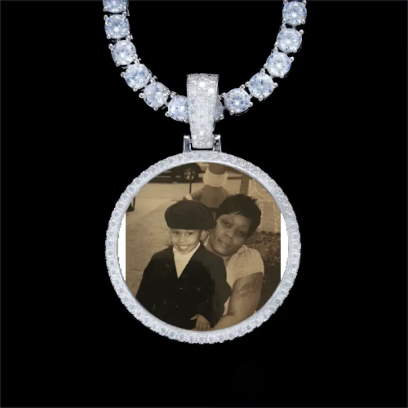 925S & VVS Moissanite 3D Circle Custom Picture Pendant sold by The GUU Shop