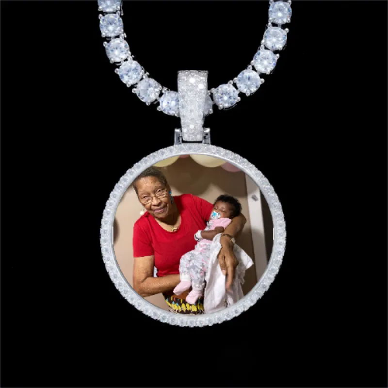925S & VVS Moissanite 3D Circle Custom Picture Pendant sold by The GUU Shop