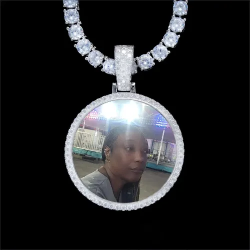 925S & VVS Moissanite 3D Circle Custom Picture Pendant sold by The GUU Shop