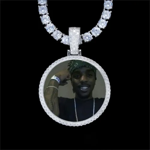 925S & VVS Moissanite 3D Circle Custom Picture Pendant sold by The GUU Shop