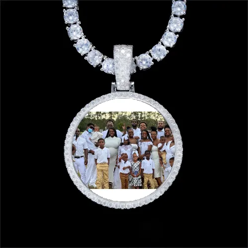 925S & VVS Moissanite 3D Circle Custom Picture Pendant sold by The GUU Shop