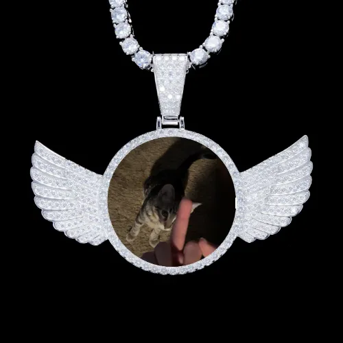 925S & VVS Moissanite 3D Wing Custom Picture Pendant sold by The GUU Shop