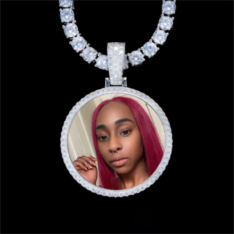 925S & VVS Moissanite 3D Circle Custom Picture Pendant sold by The GUU Shop