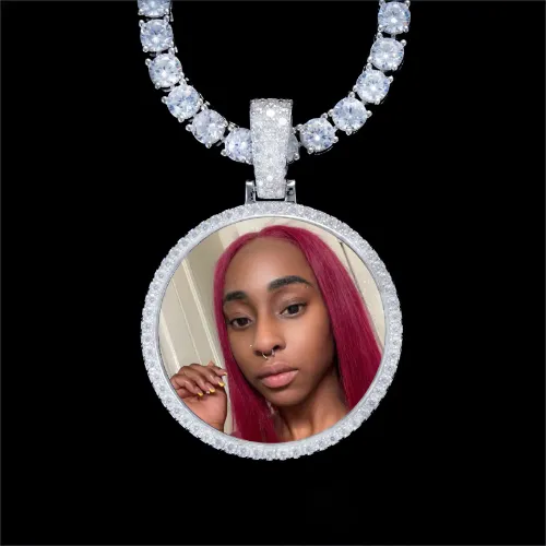 925S & VVS Moissanite 3D Circle Custom Picture Pendant sold by The GUU Shop