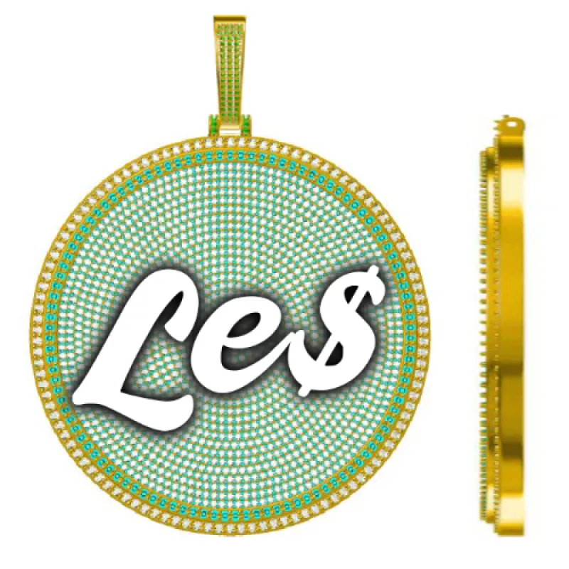 CUSTOM LETTER NECKLACE 3D BIG DISC sold by The GUU Shop