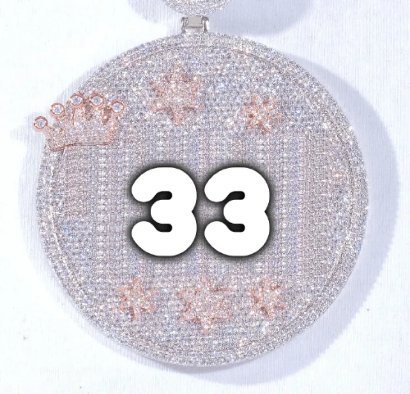 CUSTOM LETTER NECKLACE 3D BIG CROWN DISC sold by The GUU Shop