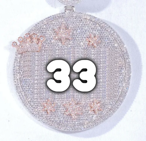 CUSTOM LETTER NECKLACE 3D BIG CROWN DISC sold by The GUU Shop