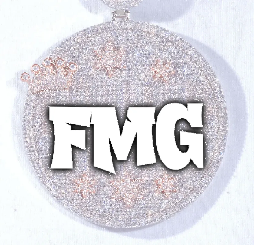 CUSTOM LETTER NECKLACE 3D BIG CROWN DISC sold by The GUU Shop