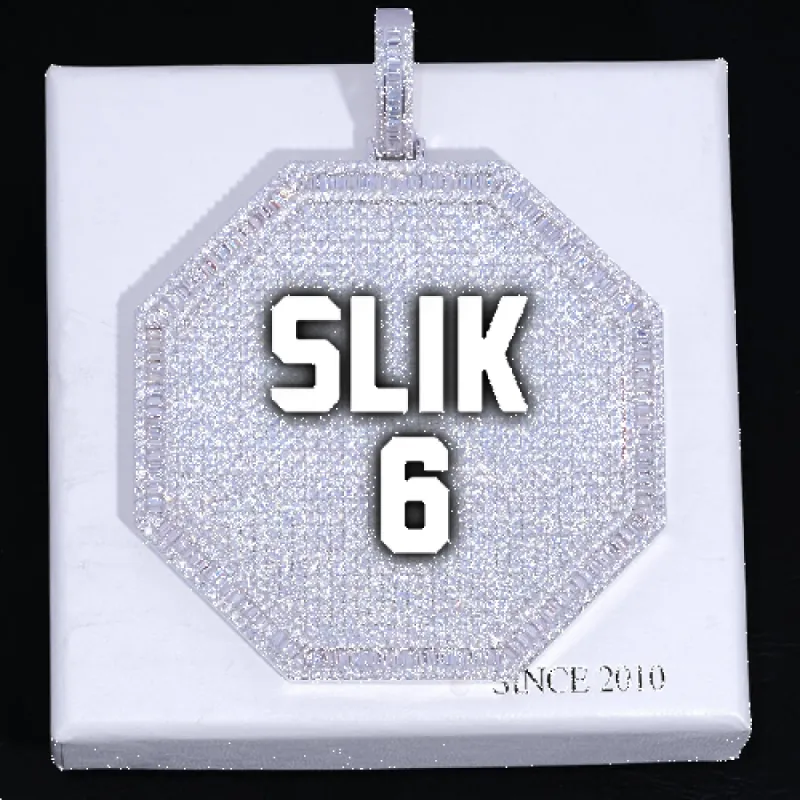 CUSTOM LETTER NECKLACE 3D BIG OCTAGON sold by The GUU Shop