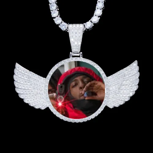 925S & VVS Moissanite 3D Wing Custom Picture Pendant sold by The GUU Shop