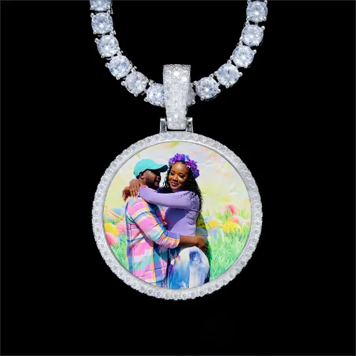 925S & VVS Moissanite 3D Circle Custom Picture Pendant sold by The GUU Shop