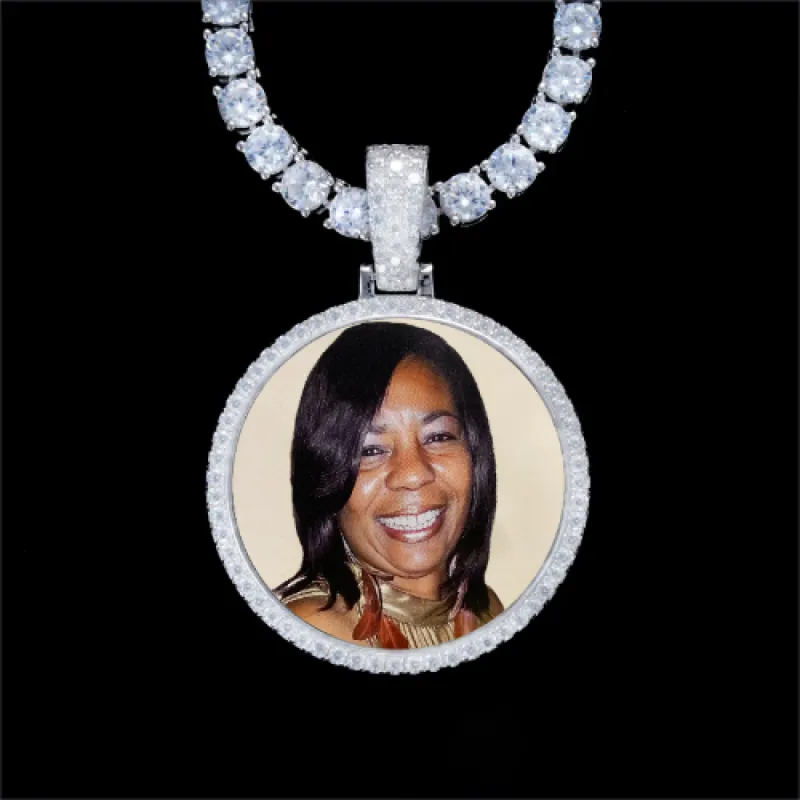925S & VVS Moissanite 3D Circle Custom Picture Pendant sold by The GUU Shop