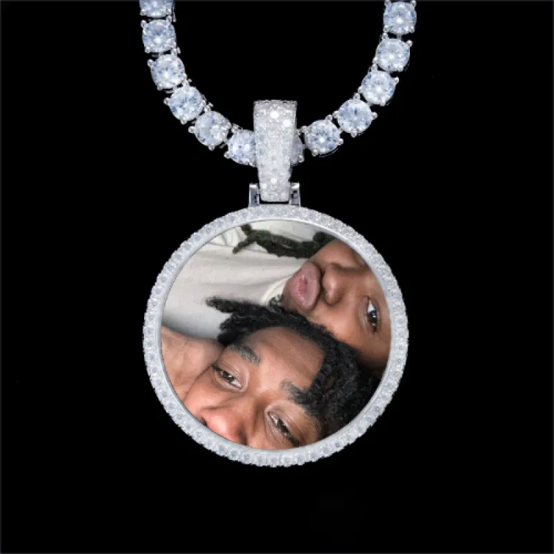 925S & VVS Moissanite 3D Circle Custom Picture Pendant sold by The GUU Shop
