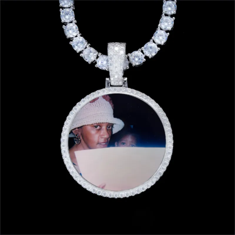 925S & VVS Moissanite 3D Circle Custom Picture Pendant sold by The GUU Shop