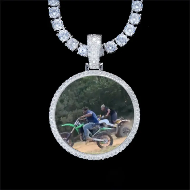925S & VVS Moissanite 3D Circle Custom Picture Pendant sold by The GUU Shop