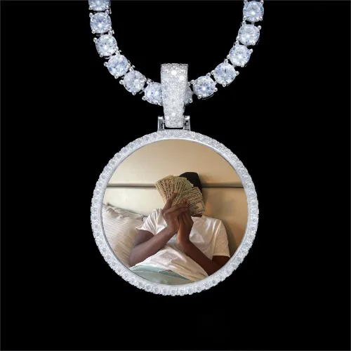 925S & VVS Moissanite 3D Circle Custom Picture Pendant sold by The GUU Shop