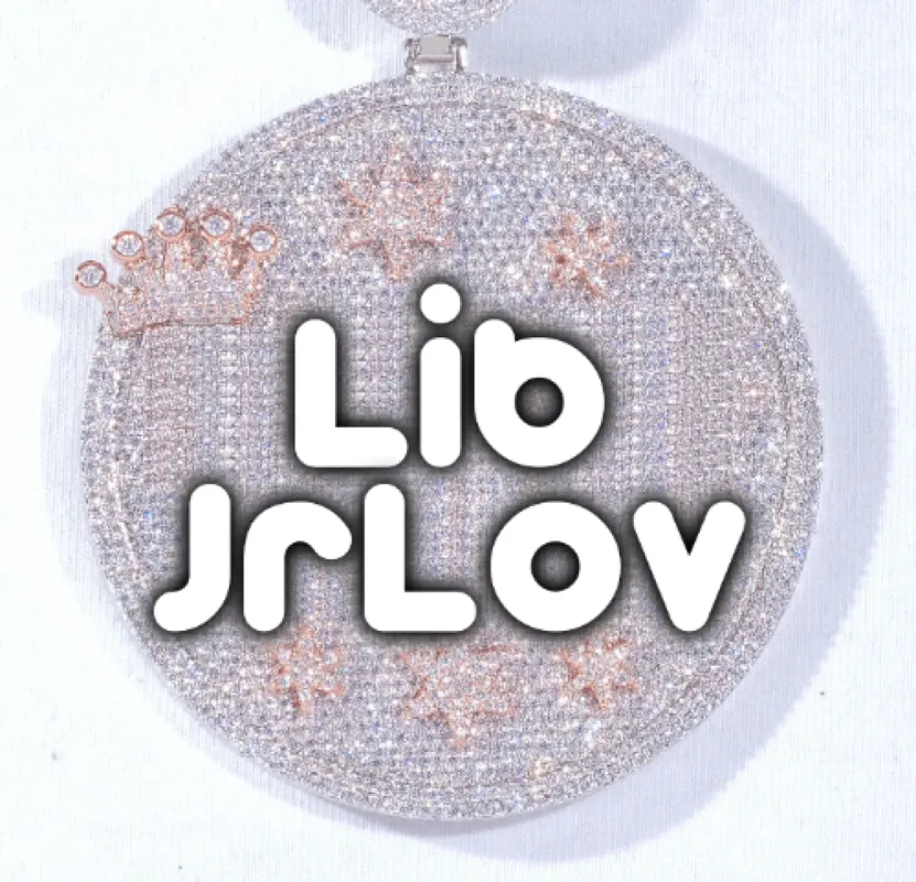 CUSTOM LETTER NECKLACE 3D BIG CROWN DISC sold by The GUU Shop