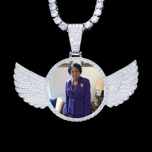 925S & VVS Moissanite 3D Wing Custom Picture Pendant sold by The GUU Shop