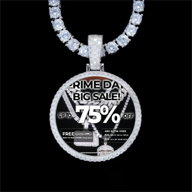 925S & VVS Moissanite 3D Circle Custom Picture Pendant sold by The GUU Shop