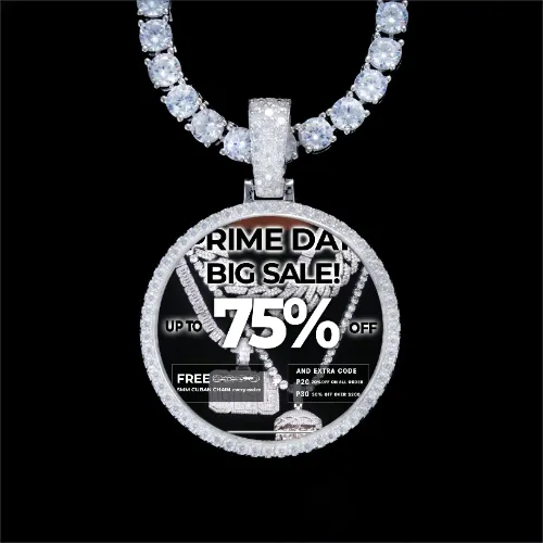 925S & VVS Moissanite 3D Circle Custom Picture Pendant sold by The GUU Shop