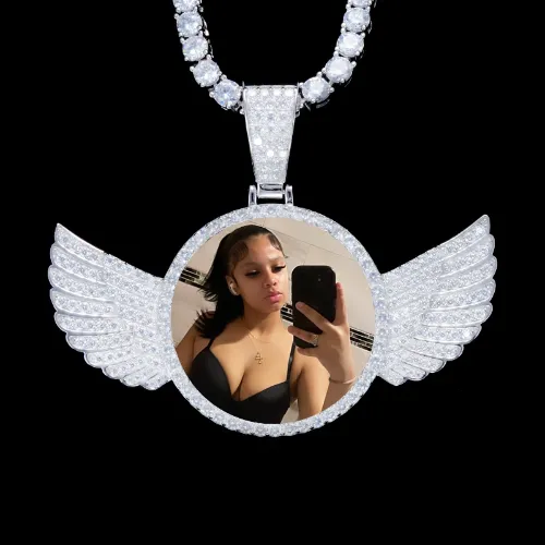 925S & VVS Moissanite 3D Wing Custom Picture Pendant sold by The GUU Shop