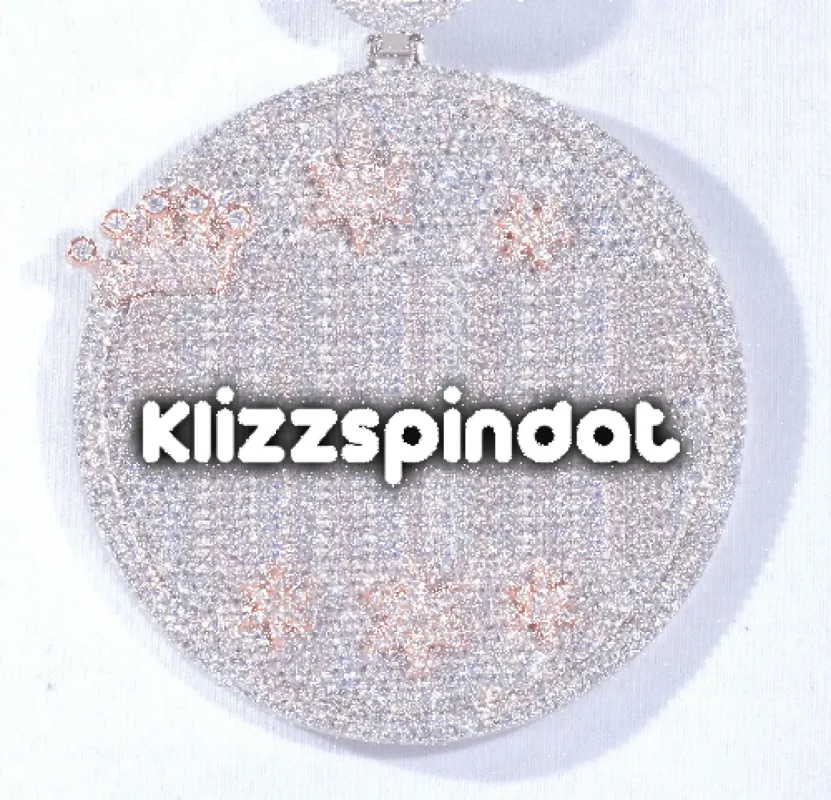 CUSTOM LETTER NECKLACE 3D BIG CROWN DISC sold by The GUU Shop