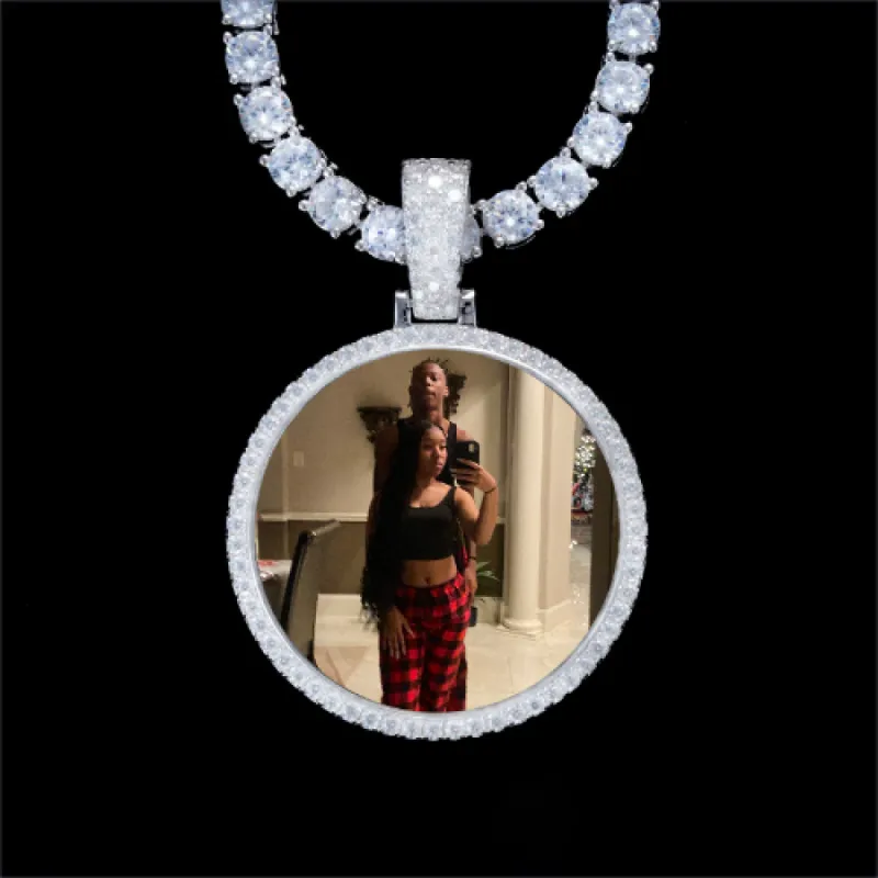 925S & VVS Moissanite 3D Circle Custom Picture Pendant sold by The GUU Shop