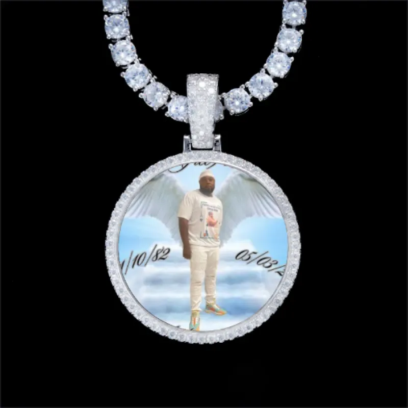 925S & VVS Moissanite 3D Circle Custom Picture Pendant sold by The GUU Shop