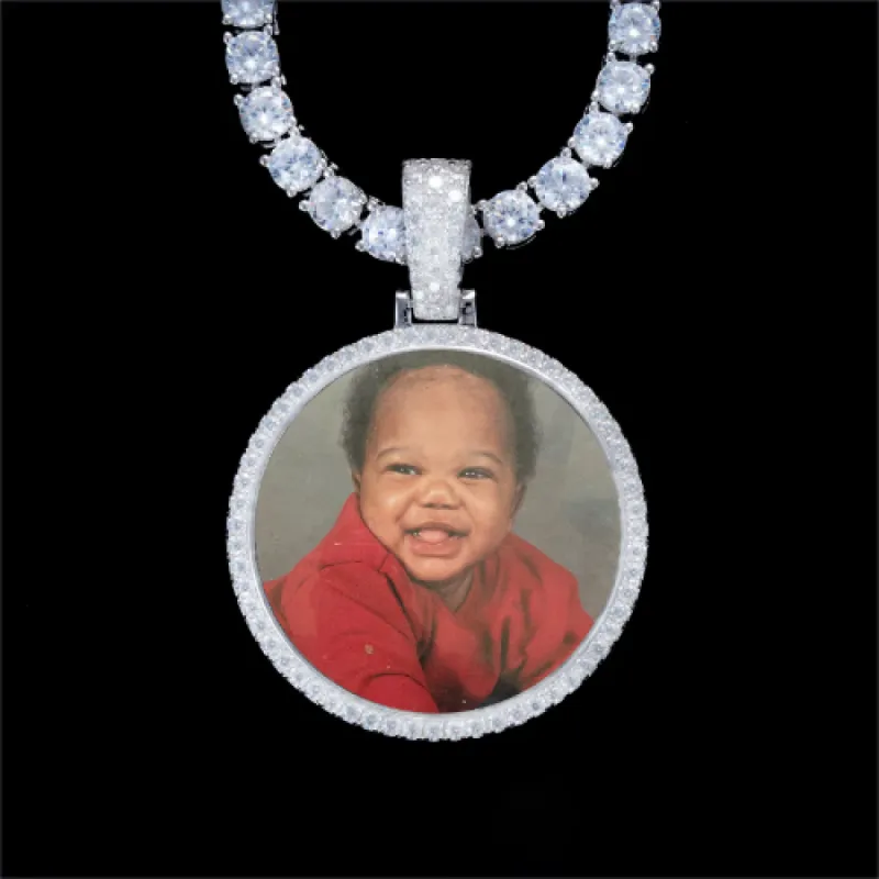 925S & VVS Moissanite 3D Circle Custom Picture Pendant sold by The GUU Shop