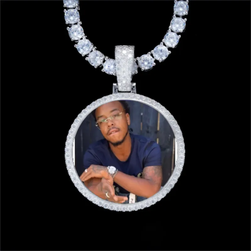 925S & VVS Moissanite 3D Circle Custom Picture Pendant sold by The GUU Shop
